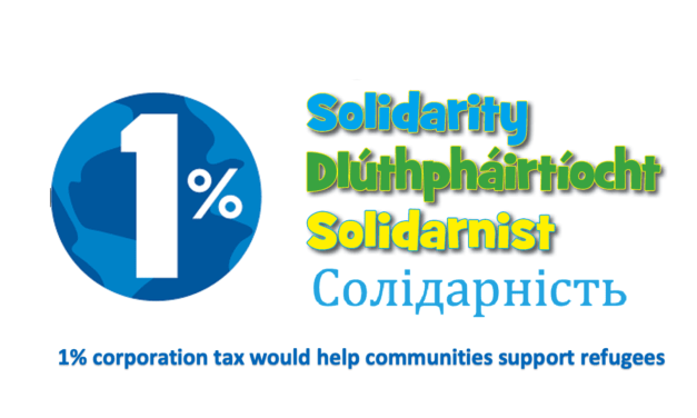 Support communities to help refugees with 1% corporations war tax